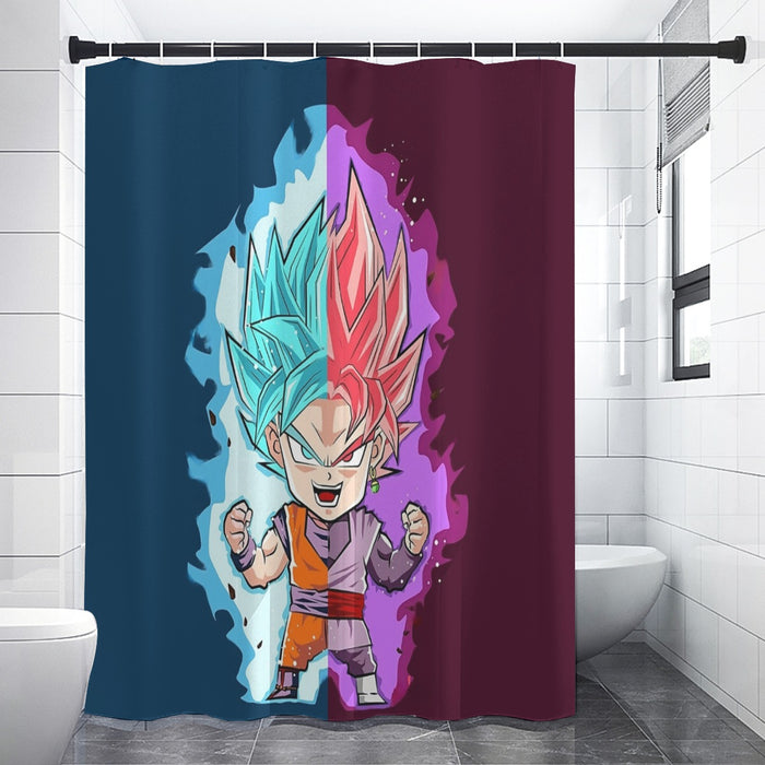 Dragon Ball Super Cute Chibi Blue Vegito Goku Rose Shower Curtain