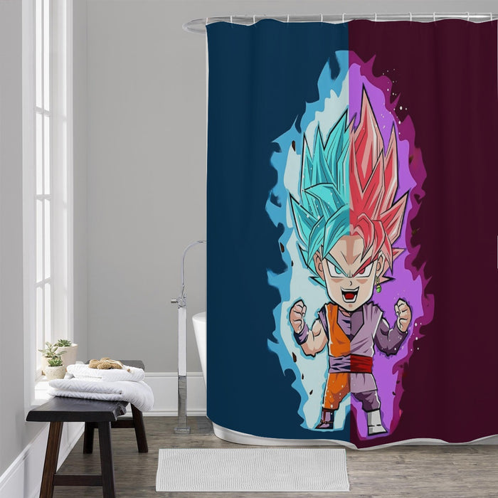 Dragon Ball Super Cute Chibi Blue Vegito Goku Rose Shower Curtain