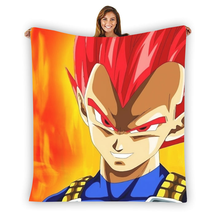 Dragon Ball Vegeta Super Saiyan Red God Vibrant Print Blanket