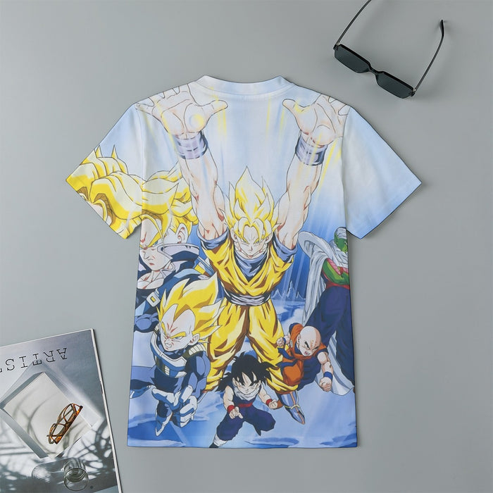 DBZ Goku Saiyan Spirit Bomb Vegeta Piccolo Gohan Trunks Vibrant Design Kids T-Shirt