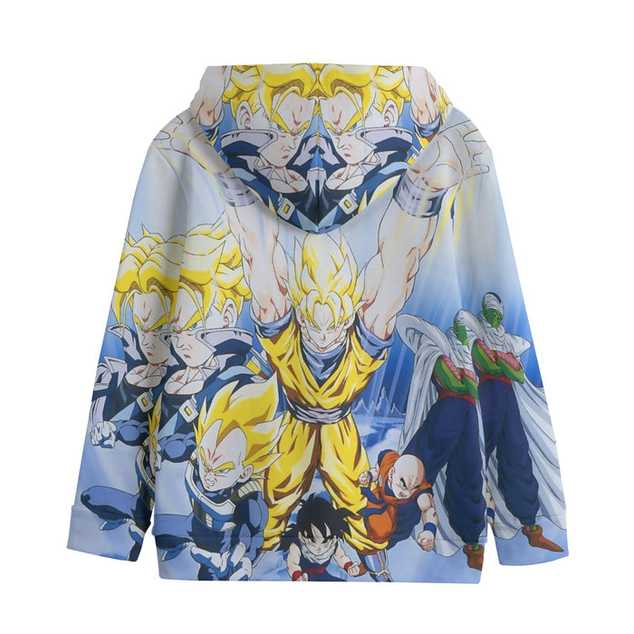 DBZ Goku Saiyan Spirit Bomb Vegeta Piccolo Gohan Trunks Vibrant Design Kids' Hoodie