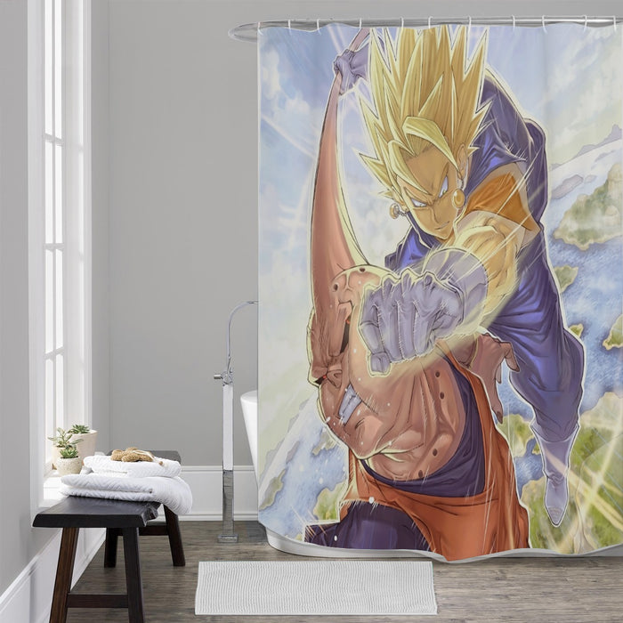 Dragon Ball Z Vegito Punching Super Buu Shower Curtain