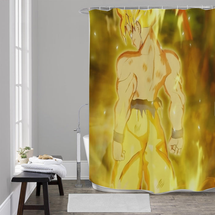 Dragon Ball Goku Super Saiyan Battle Posture Aura Style Shower Curtain