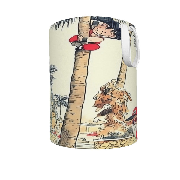 Palm Tree Cute Kid Goku Master Roshi Vintage Beige Laundry Basket