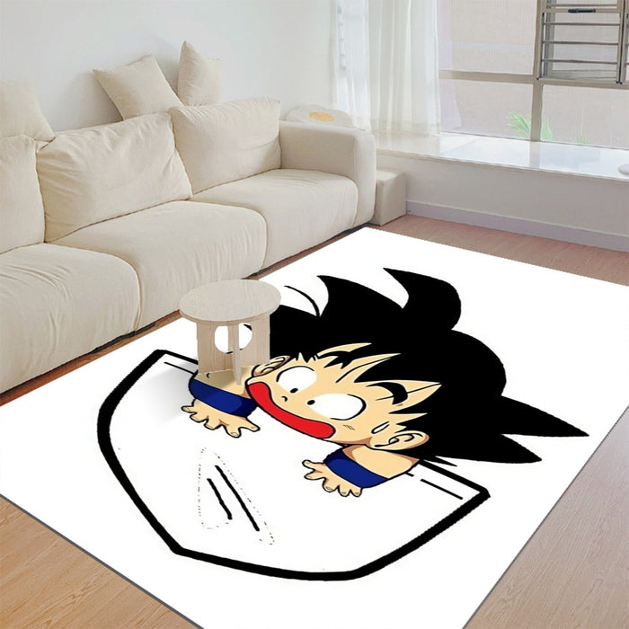 Smiling Goku On Pocket Of Dragon Ball Z Rug