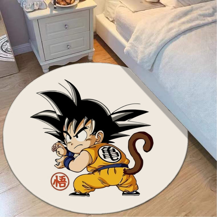 Cute Kid Goku Yellow Clothing Dragon Ball Z Round Mat