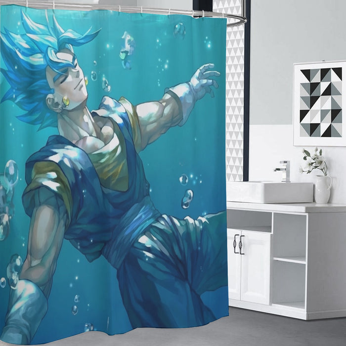DBZ Relax Gogeta Ocean Blue Saiyan SSGSS Dope Design Shower Curtain