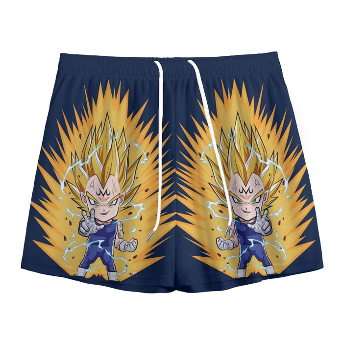 DBZ Majin Vegeta Super Saiyan Prince Power Aura Chibi Sketch Mesh Shorts