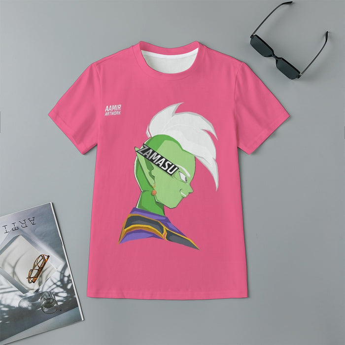 Dragon Ball Super Cool Grin Zamasu Potara Earring Pink Kids T-Shirt