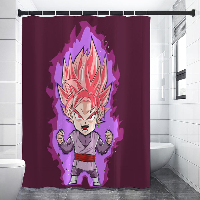 DBZ Goku Black Zamasu Rose Super Saiyan Cute Chibi Design Shower Curtain