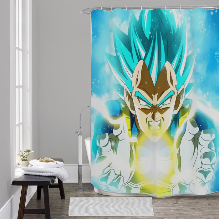 Dragon Ball Blue Vegeta Super Saiyan God Kamehameha Shower Curtain