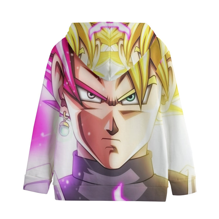 DBZ Goku God Half Rose and Golden Portrait Dope Design Kids' Hoodie