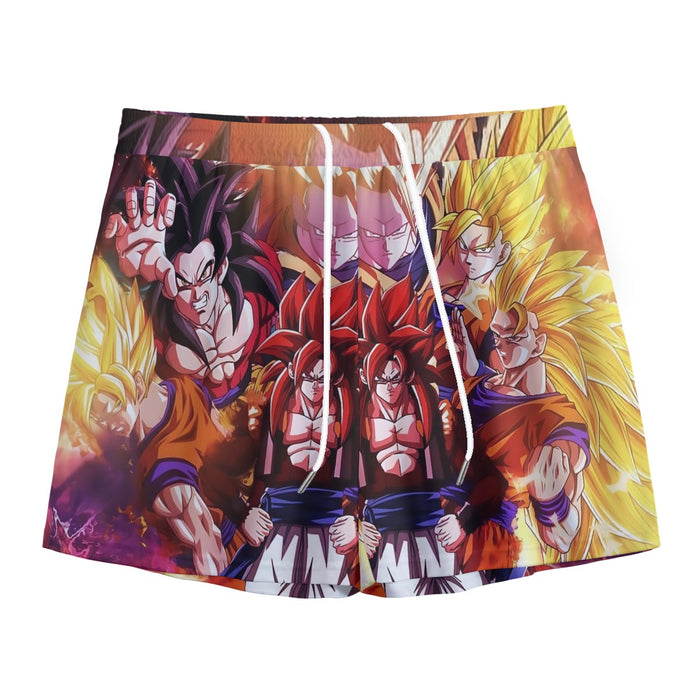 DBZ Gogeta Goku Vegeta Super Saiyan Powerful Lightning Thunder Design Mesh Shorts