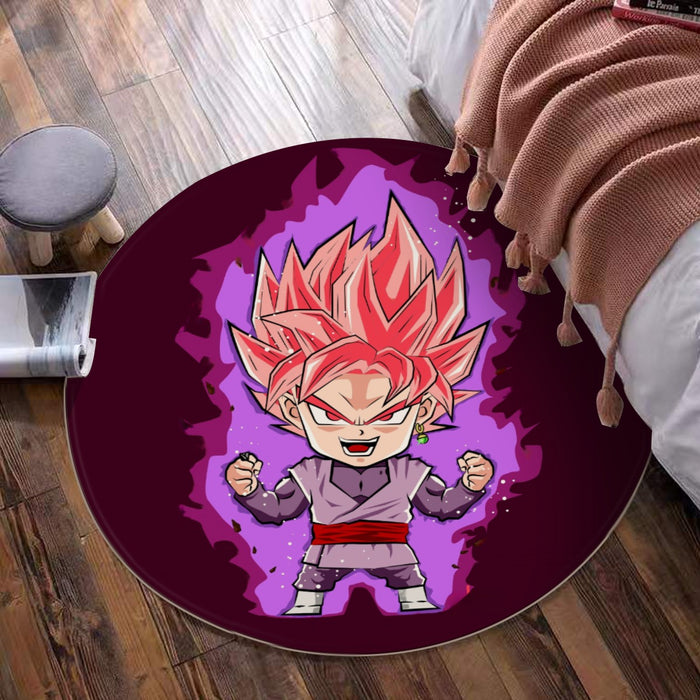 DBZ Goku Black Zamasu Rose Super Saiyan Cute Chibi Design Round Mat