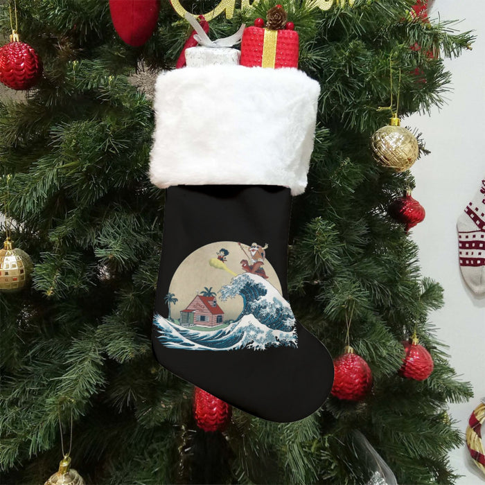 DBZ Kid Goku And Master Roshi Surfing To Kame House Christmas Socks