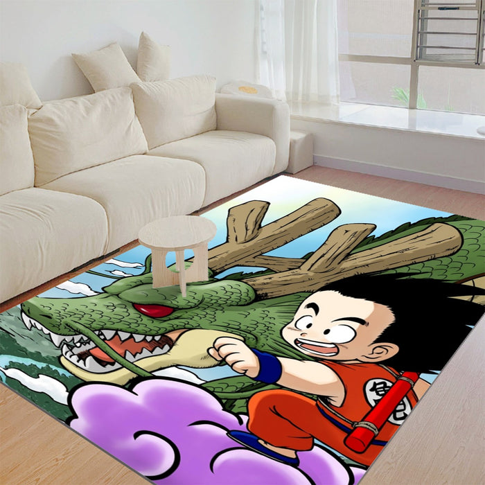 Dragon Ball  Kid Goku Flying With Shenron Rug