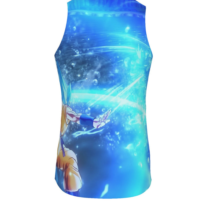 DBZ Goku SSGSS Saiyan God Blue Aura Blasting Streetwear Tank Top