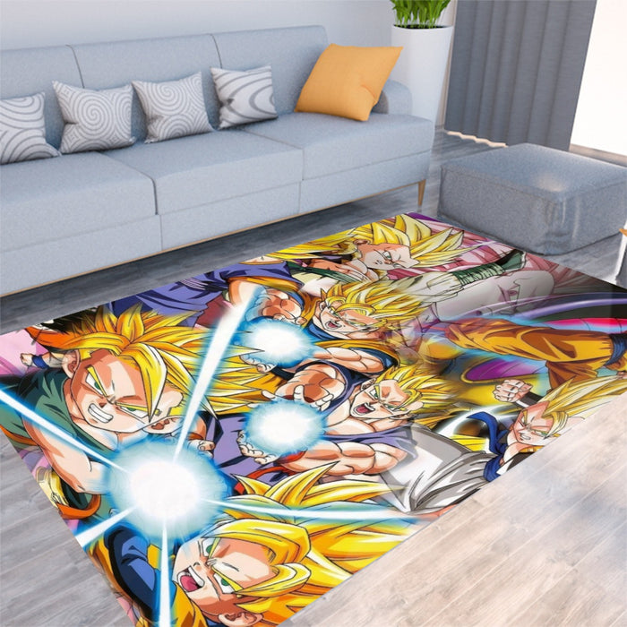 DBZ Goku Gohan Goten Super Saiyan Kamehameha Color Design Rug