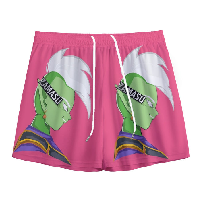 Dragon Ball Super Cool Grin Zamasu Potara Earring Pink Mesh Shorts