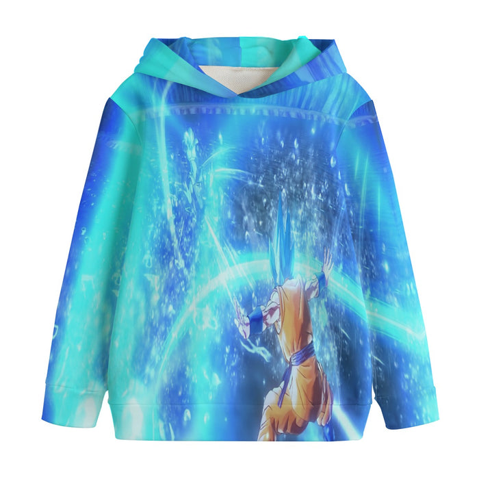 DBZ Goku SSGSS Saiyan God Blue Aura Blasting Streetwear Kids' Hoodie