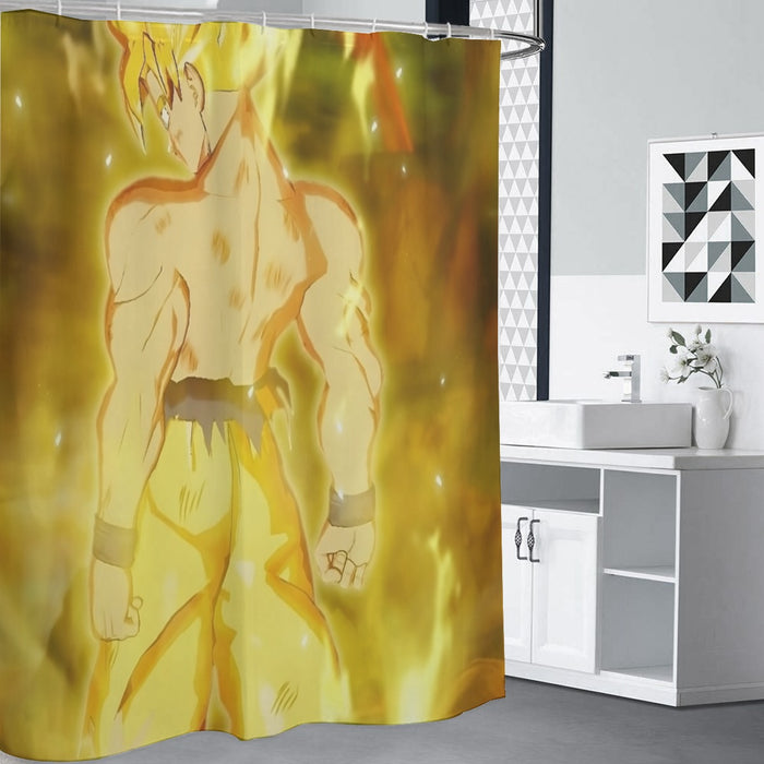 Dragon Ball Goku Super Saiyan Battle Posture Aura Style Shower Curtain