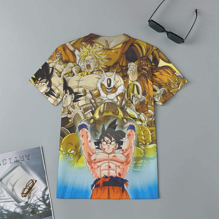 DBZ Goku Spirit Bomb Destroy Villains Cooler Broly Namek Golden Kids T-Shirt