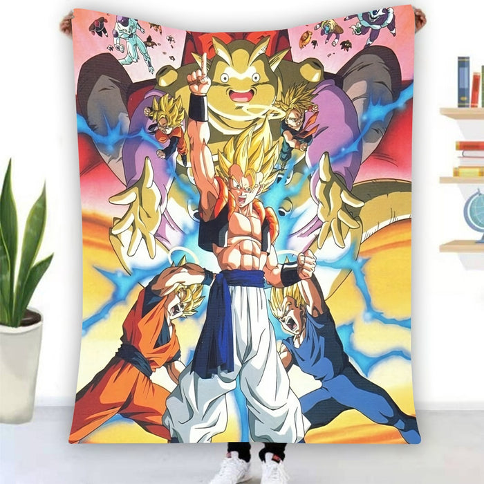 DBZ Goku Vegeta Fusion Saiyan Gogeta Colorful Design Streetwear Blanket