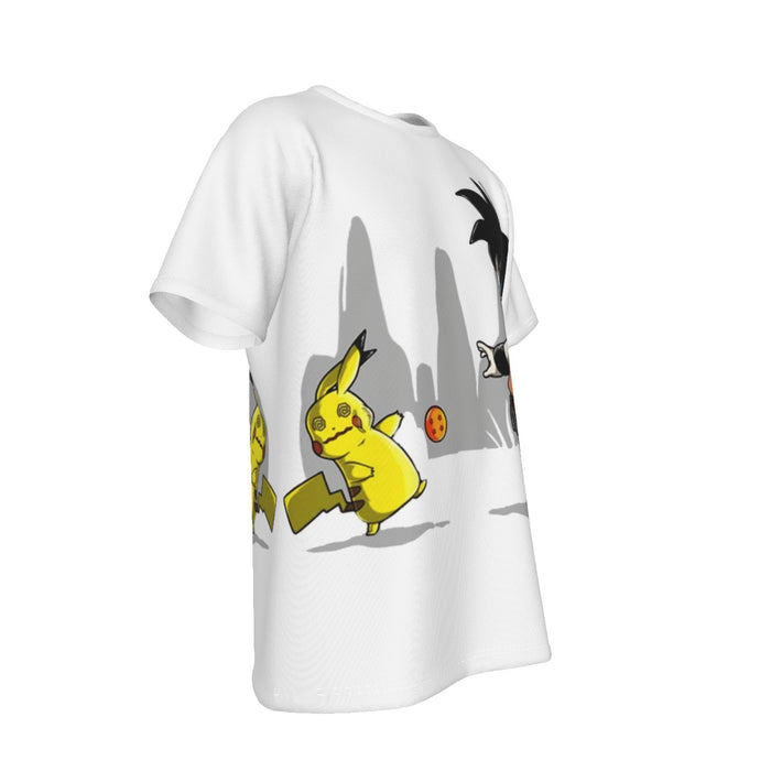 Goku Throwing A Dragon Ball At Pikachu  T-Shirt