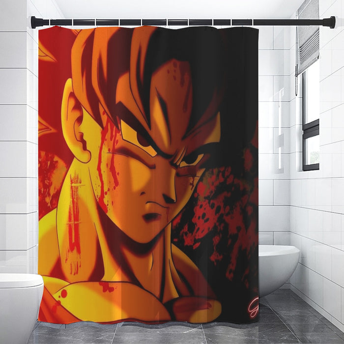 Dragon Ball Z Pissed Serious Son Goku Dope Orange Shower Curtain