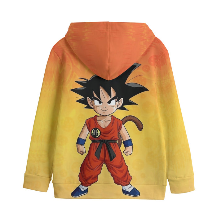 Cute Young Kid Goku Yellow Dragon Ball 3D Kid's Hoodie