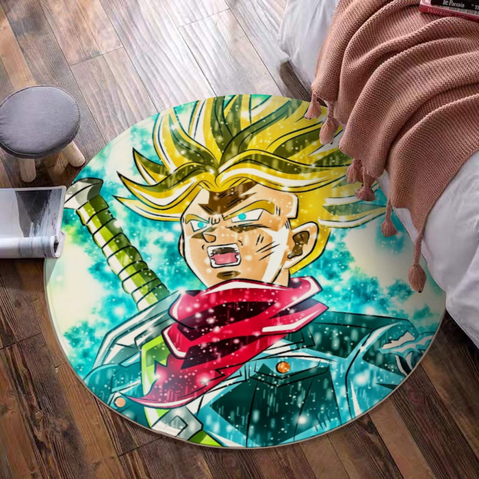 DBZ Trunks Super Saiyan Powerful Battle Ultimate Transformation Design Round Mat