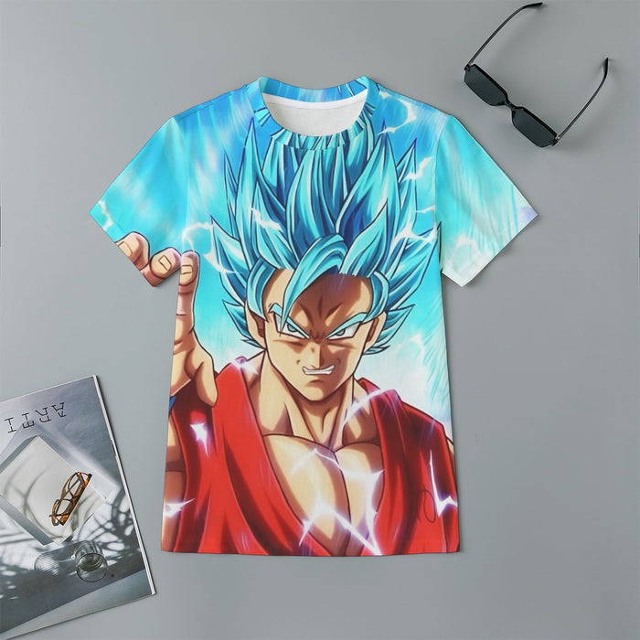 Dragon Ball Super Goku Blue Lightning SSGSS Design Kids T-Shirt