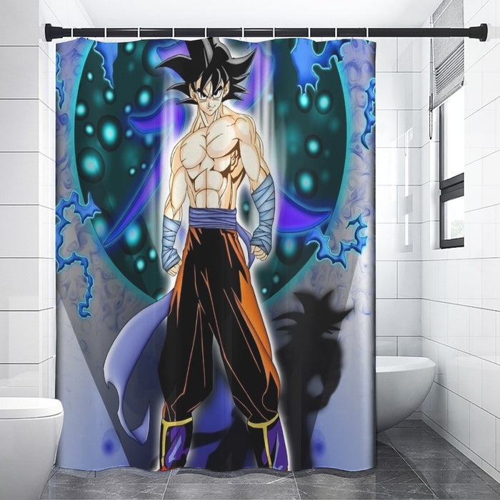 DBZ Goku Muscular Saiyan Vibrant Background Art Style Shower Curtain