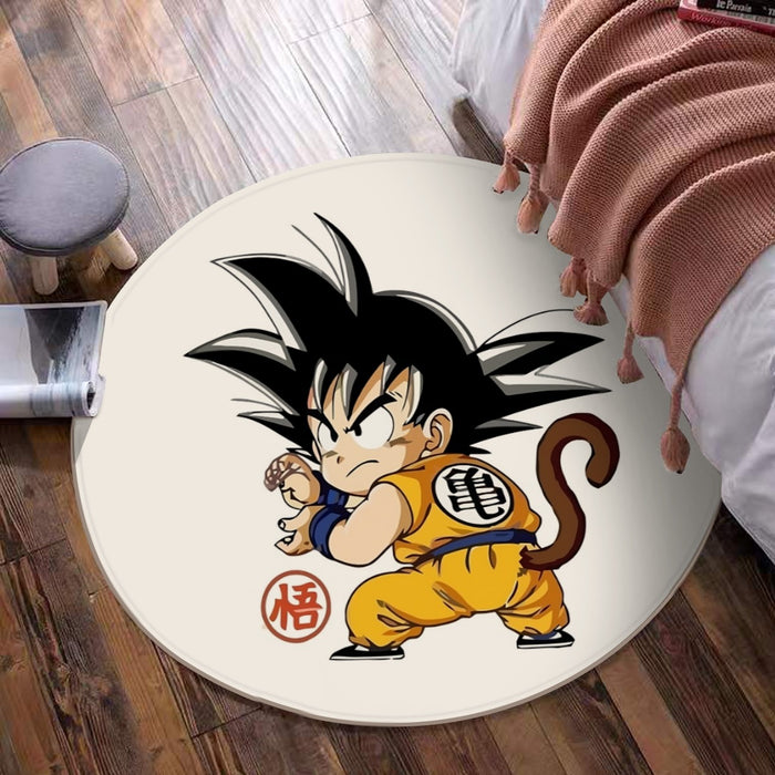 Cute Kid Goku Yellow Clothing Dragon Ball Z Round Mat