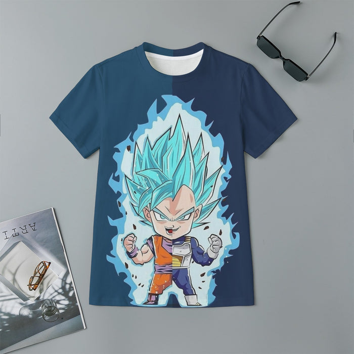 DBZ Goku Vegeta SSGSS God Blue Super Saiyan Chibi Sketch Kids T-Shirt
