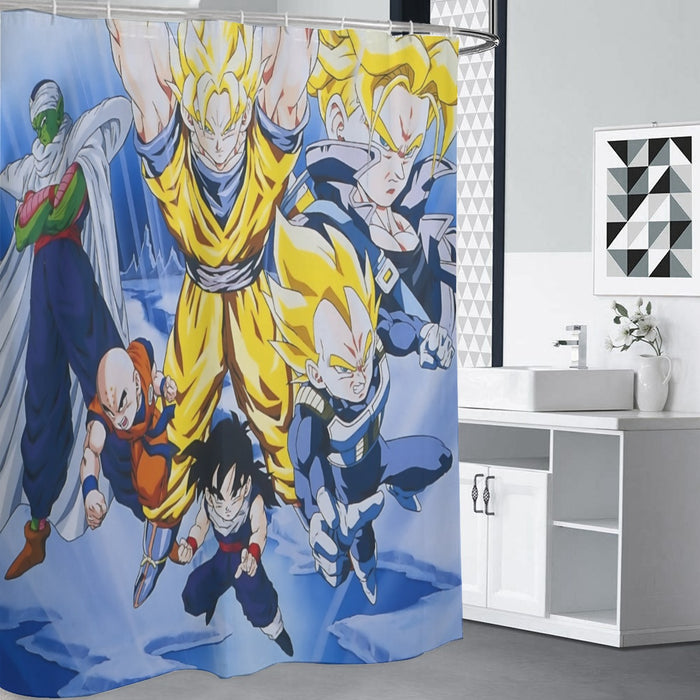 DBZ Goku Saiyan Spirit Bomb Vegeta Piccolo Gohan Trunks Vibrant Design Shower Curtain