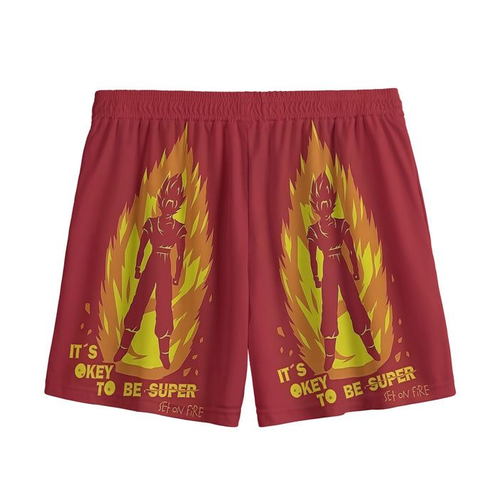 Dragon Ball Z Son Goku On Fire Its Okay To Be Super Saiyan Mesh Shorts