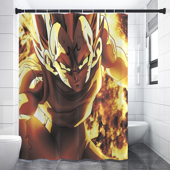 Dragon Ball Z Dope Majin Vegeta Grin Yellow Aura Shower Curtain