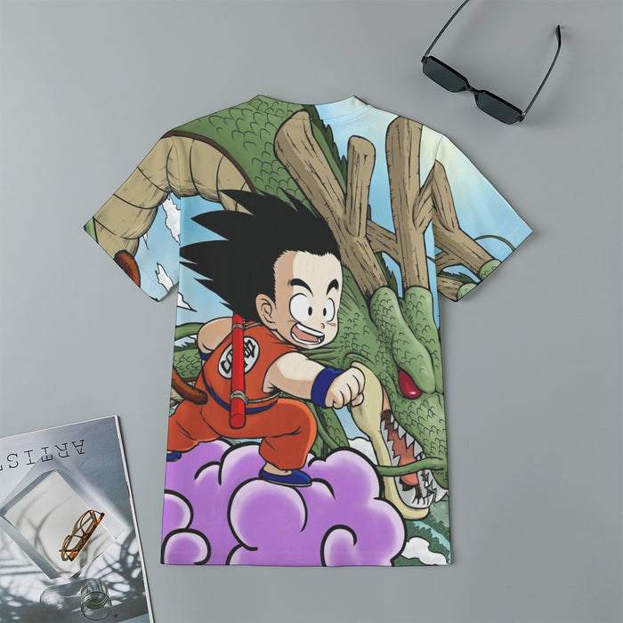 Dragon Ball  Kid Goku Flying With Shenron Kids T-Shirt