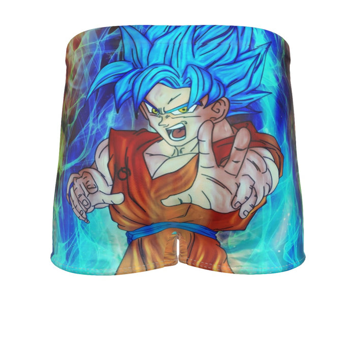 DBZ Goku Super Saiyan God Blue SSGSS Power Aura Fire Theme Design Men's Boxer Briefs