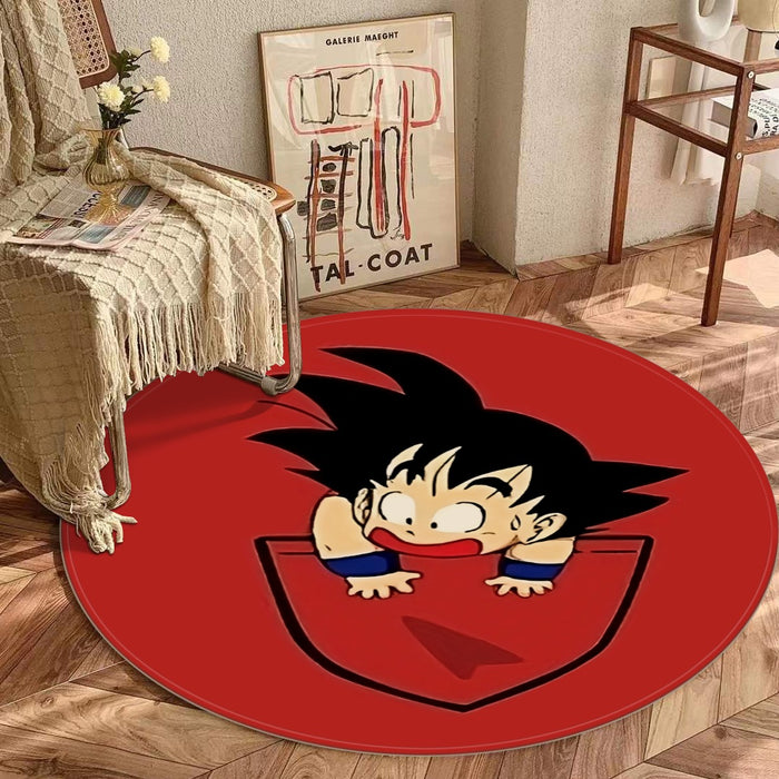 Dragon Ball Cute Goku Kid Pocket Simple Design Streetwear Round Mat