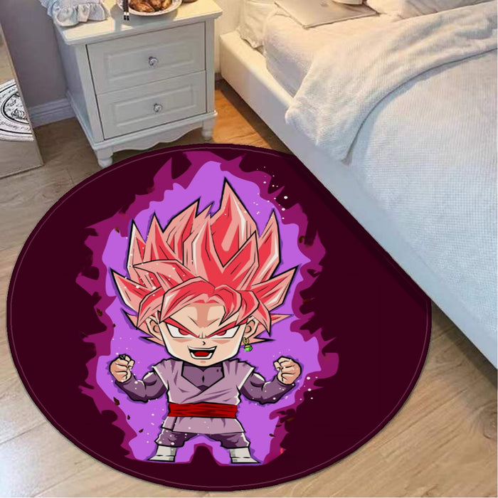 DBZ Goku Black Zamasu Rose Super Saiyan Cute Chibi Design Round Mat