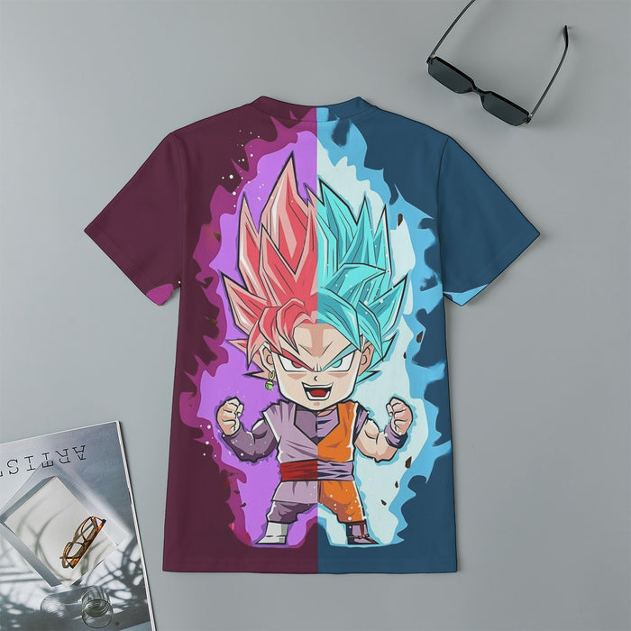 DBZ Goku Zamasu SSGSS God Blue Rose Super Saiyan Chibi Kids T-Shirt