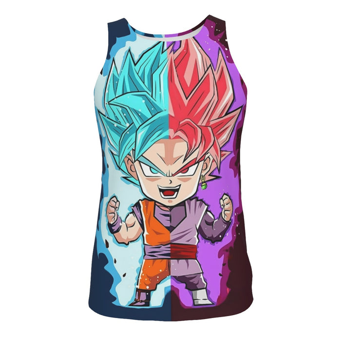 DBZ Goku Zamasu SSGSS God Blue Rose Super Saiyan Chibi Tank Top