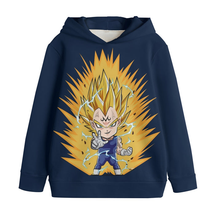 DBZ Majin Vegeta Super Saiyan Prince Power Aura Chibi Sketch Kids' Hoodie