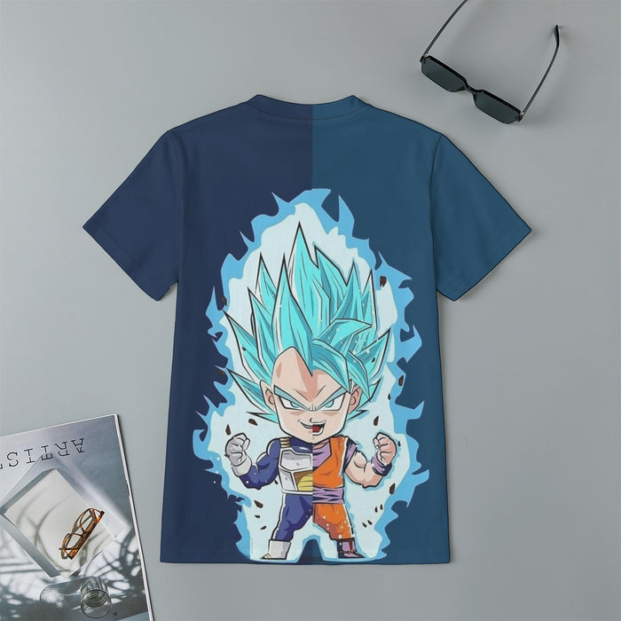 DBZ Goku Vegeta SSGSS God Blue Super Saiyan Chibi Sketch Kids T-Shirt