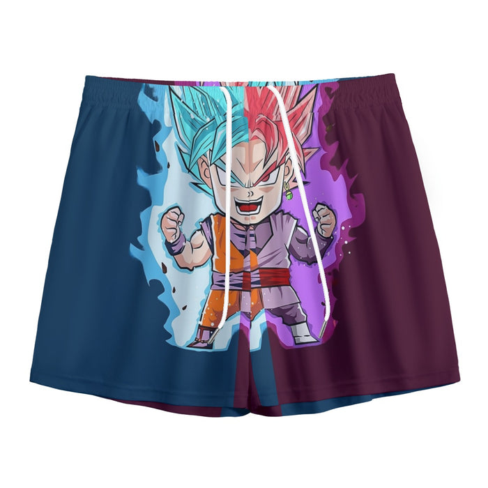 Dragon Ball Super Cute Chibi Blue Vegito Goku Rose Mesh Shorts