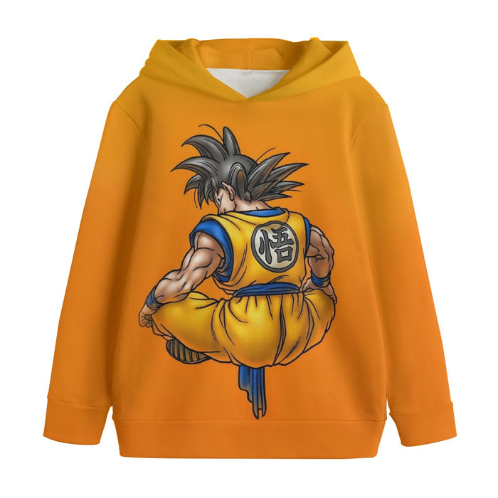 Goku Orange Background Kids' Hoodie