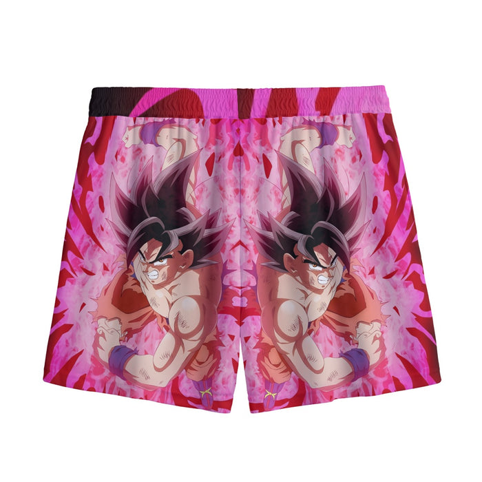 Dragon Ball Super Bruised Goku Red Kaioken Streetwear Mesh Shorts