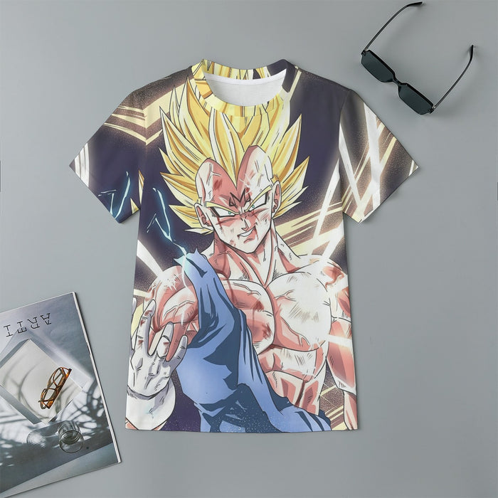 DBZ Majin Vegeta Saiyan Prince Fight Injure Manga Style Trending Kids T-Shirt